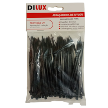 Pacote de Abraçadeiras de Nylon Pretas 100 Peças 100x2,5mm - DILUX Pacote de Abraçadeiras de Nylon Pretas 100 Peças 100x2,5mm - DILUX