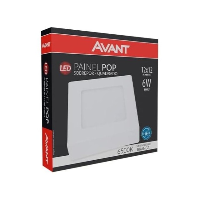 Painel de Led para Sobrepor Quadrado 12w 6500k - AVANT Painel de Led para Sobrepor Quadrado 12w 6500k - AVANT