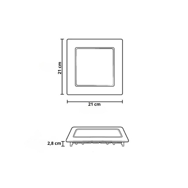 Painel de Led para Sobrepor Quadrado 18w 6500k Preto - Dilux