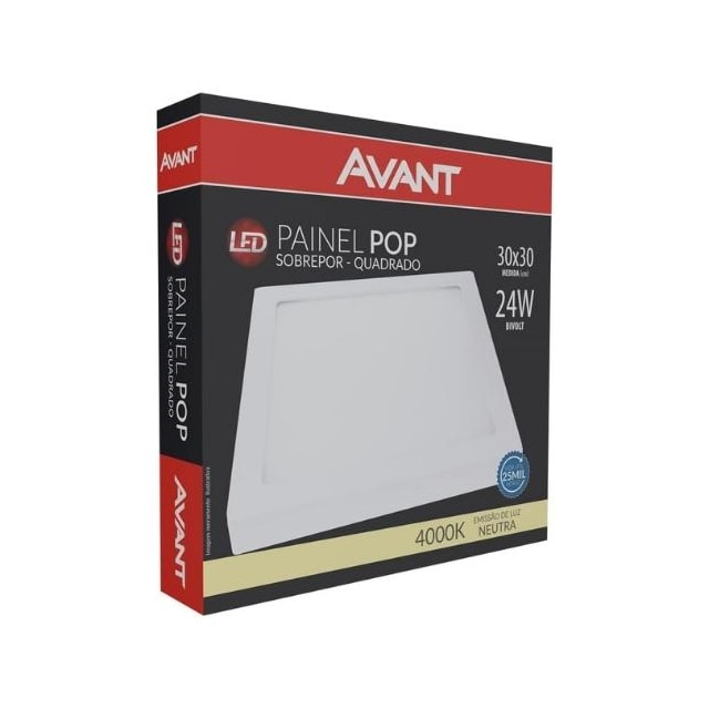 Painel de Led para Sobrepor Quadrado 24w 6500k - AVANT Painel de Led para Sobrepor Quadrado 24w 6500k - AVANT