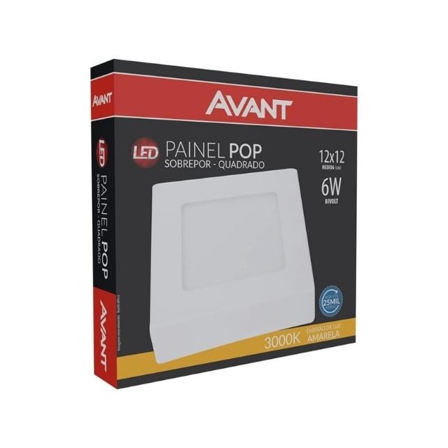 Painel de LED para Sobrepor Quadrado 6w 6500k - AVANT Painel de LED para Sobrepor Quadrado 6w 6500k - AVANT