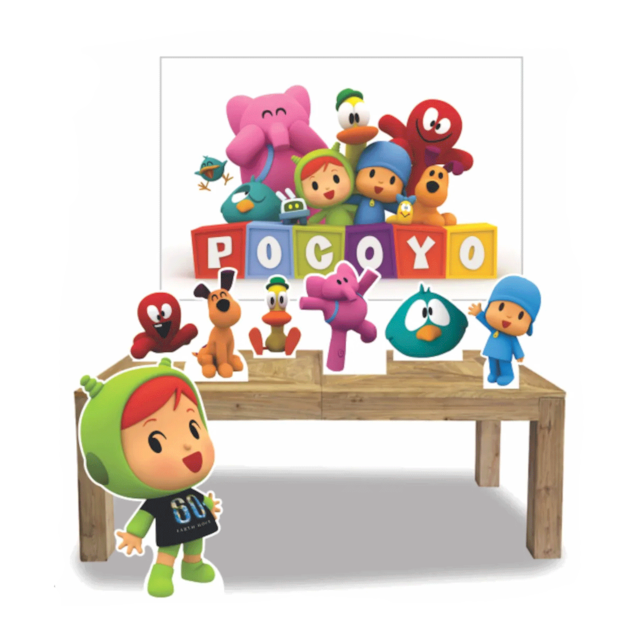 Painel + Displays Decoração de Festa Infantil Pocoyo menina