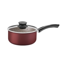 Panela Tramontina Paris em Alumínio Antiaderente Vermelho com Tampa de Vidro 16 cm Panela Tramontina Paris em Alumínio Antiaderente Vermelho com Tampa de Vidro 16 cm