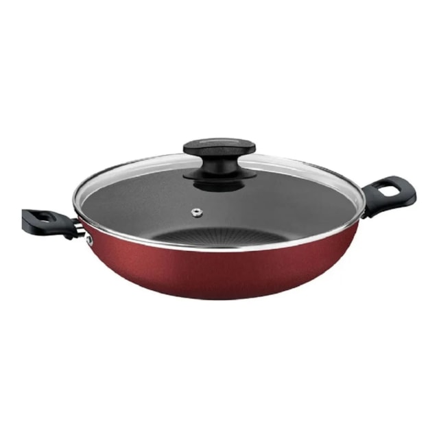 Panela Wok de Aluminio 28cm Loreto Vermelho Tramontina Panela Wok de Aluminio 28cm Loreto Vermelho Tramontina