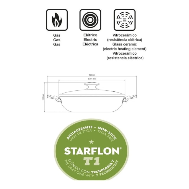 Panela Wok de Aluminio 28cm Loreto Vermelho Tramontina Panela Wok de Aluminio 28cm Loreto Vermelho Tramontina