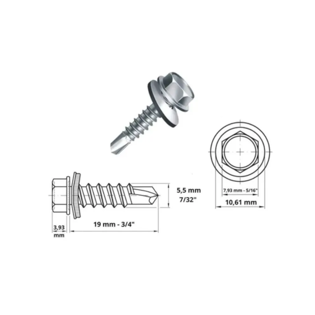 Parafuso Sextavado Auto Brocante 12 x 3/4 Zincado Branco - JOMARCA