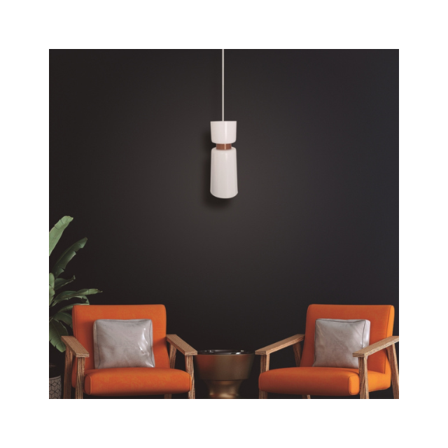 Pendente Cacharrel Slim Branco com Cobre - ENERLUX Pendente Cacharrel Slim Branco com Cobre - ENERLUX