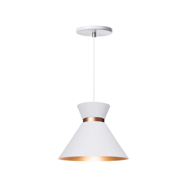 Pendente Cappucino Branco c/ Cobre - FORTE ILUMINAÇÃO