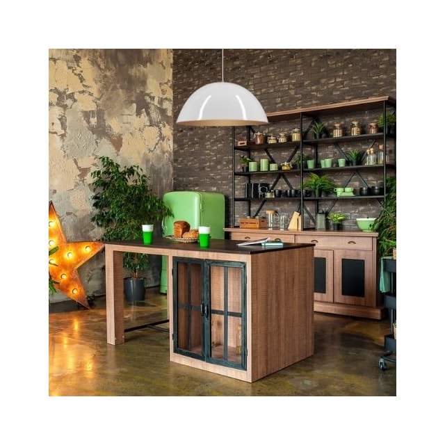 Pendente Cúpula Meia Lua Cobre com Branco - Enerlux Pendente Cúpula Meia Lua Cobre com Branco - Enerlux