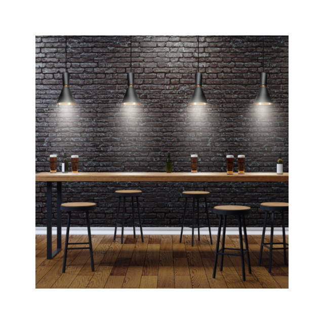 Pendente Malibu Cone Preto com Cobre - ENERLUX Pendente Malibu Cone Preto com Cobre - ENERLUX