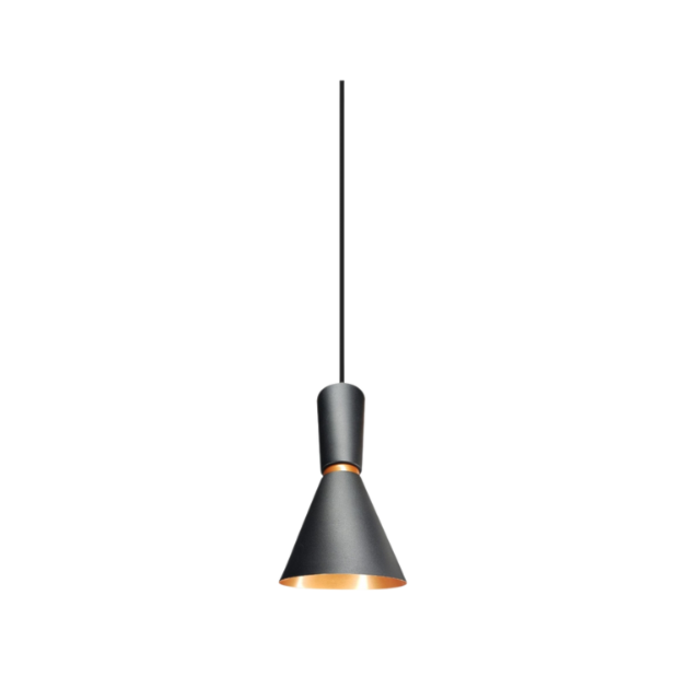 Pendente Malibu Cone Preto com Cobre - ENERLUX