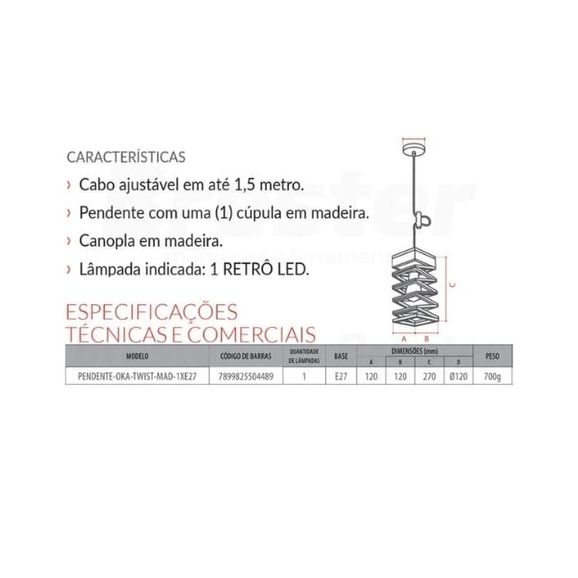 Pendente Oka Twist 1 x E27 - AVANT