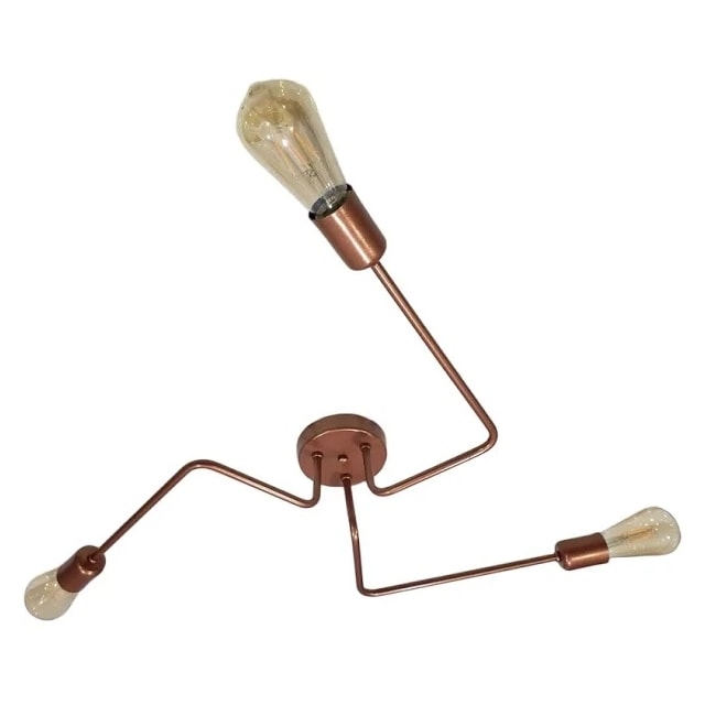 Pendente Sputnik Aranha 3 Hastes Cobre - ENERLUX Pendente Sputnik Aranha 3 Hastes Cobre - ENERLUX