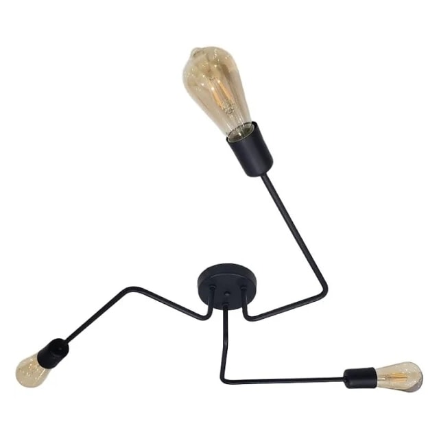 Pendente Sputnik Aranha 3 Hastes Preto - ENERLUX Pendente Sputnik Aranha 3 Hastes Preto - ENERLUX