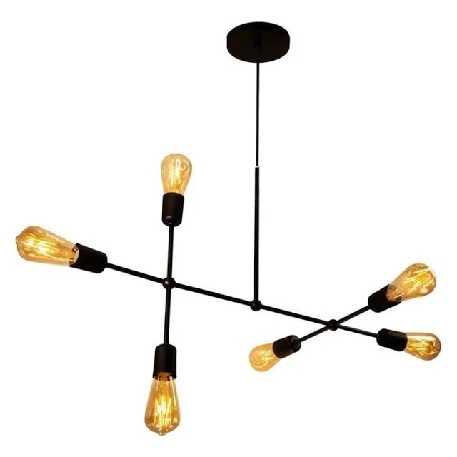 Pendente Sputnik Gun 6 Hastes Preto - Enerlux Pendente Sputnik Gun 6 Hastes Preto - Enerlux