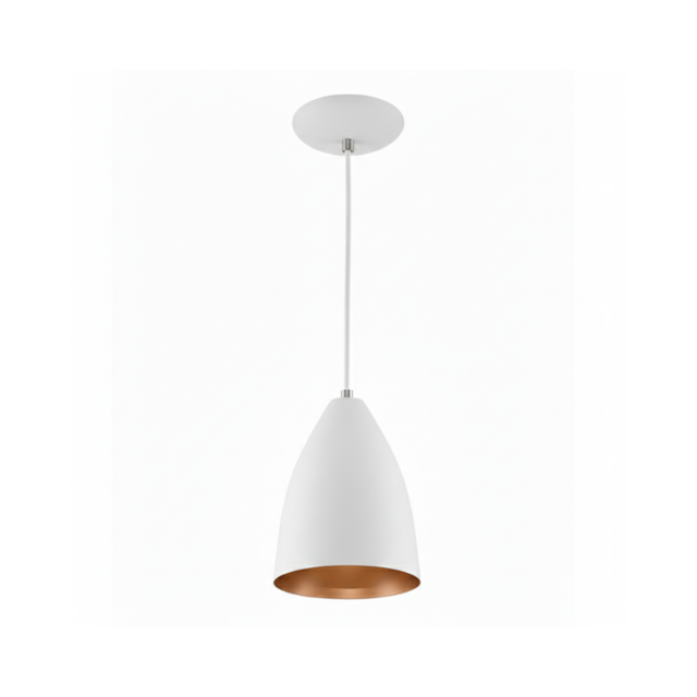 Pendente Tulipa Branco c/ Cobre - FORTE ILUMINAÇÃO