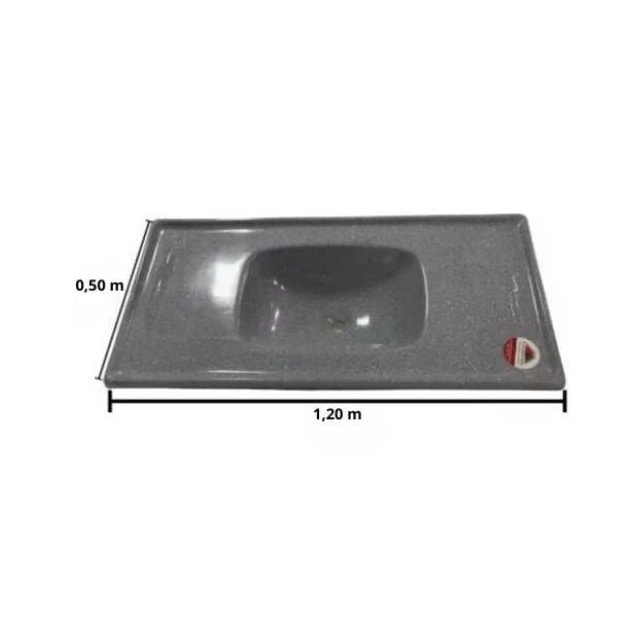 Pia de Cozinha 1,20 x 0,50m Cinza Granitado Fibra - FORTMÁRMORE Pia de Cozinha 1,20 x 0,50m Cinza Granitado Fibra - FORTMÁRMORE