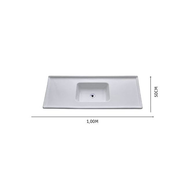 Pia de Mármore Sintético 1,00 x 0,50m Branco Gelo - Decoralita  Pia de Mármore Sintético 1,00 x 0,50m Branco Gelo - Decoralita