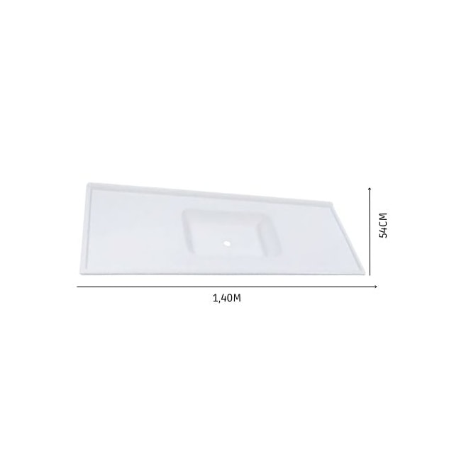 Pia de Mármore Sintético 1,50 x 0,54m Branco Gelo - Decoralita  Pia de Mármore Sintético 1,50 x 0,54m Branco Gelo - Decoralita