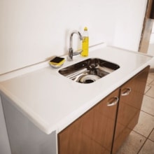 Pia Ecogranito com Cuba Inox 1,20 x 0,54 cm Branca - Decoralita  Pia Ecogranito com Cuba Inox 1,20 x 0,54 cm Branca - Decoralita