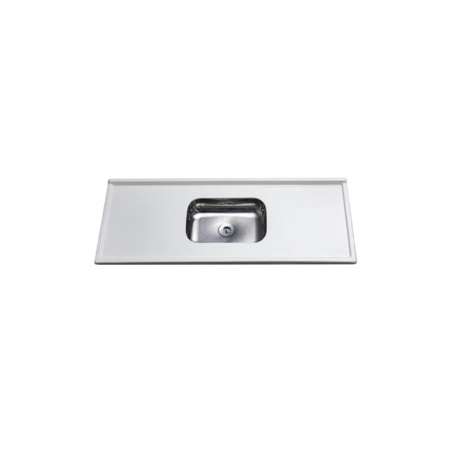 Pia Ecogranito com Cuba Inox 1,20 x 0,54 cm Branca - Decoralita  Pia Ecogranito com Cuba Inox 1,20 x 0,54 cm Branca - Decoralita