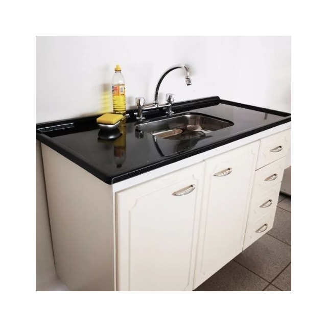 Pia Ecogranito com Cuba Inox 1,20 x 0,54 m Verde Romano - Decoralita Pia Ecogranito com Cuba Inox 1,20 x 0,54 m Verde Romano - Decoralita