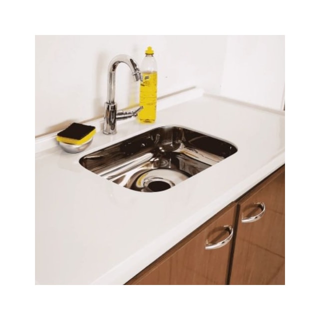 Pia Ecogranito com Cuba Inox 1,40 x 0,54m Branca - Decoralita Pia Ecogranito com Cuba Inox 1,40 x 0,54m Branca - Decoralita