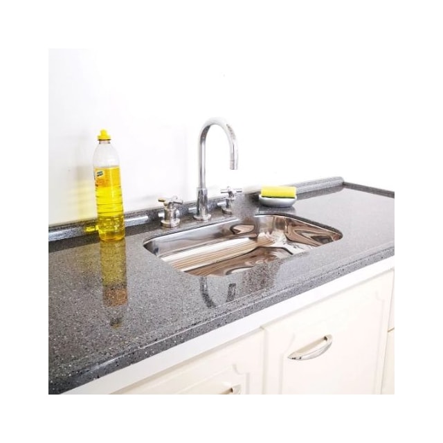 Pia Ecogranito com Cuba Inox 120 x 54cm Cinza Real - Decoralita Pia Ecogranito com Cuba Inox 120 x 54cm Cinza Real - Decoralita