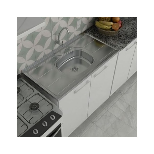 Pia Plus 30 de Inox 1,00m x 0,53cm Cuba N4.110 - GHELPLUS Pia Plus 30 de Inox 1,00m x 0,53cm Cuba N4.110 - GHELPLUS