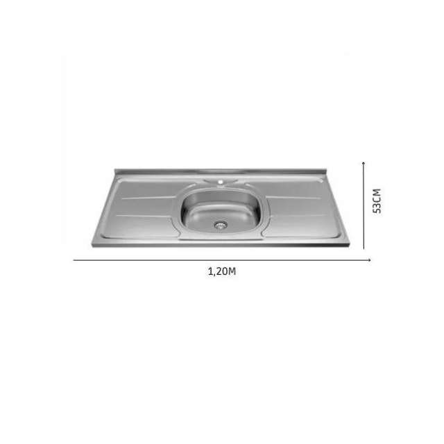 Pia Plus 30 de Inox 1,20 x 0,53cm Cuba N4.095 - GHELPLUS