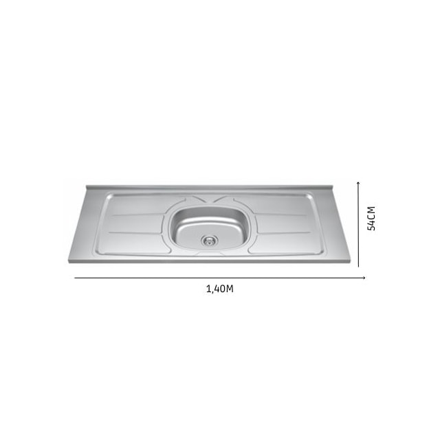 Pia Plus 30 de Inox 1,40m x 0,53cm Cuba N4.110 - GHELPLUS