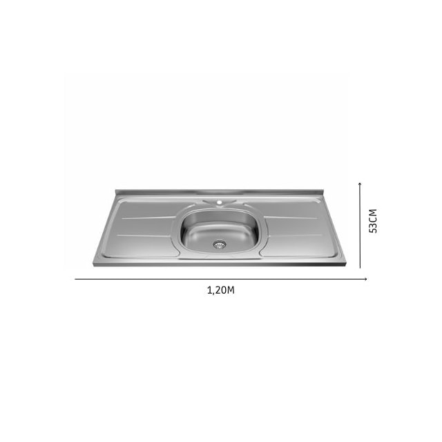 Pia Plus 30 de Inox 1,50m x 0,53cm Cuba N4.110 - GHELPLUS Pia Plus 30 de Inox 1,50m x 0,53cm Cuba N4.110 - GHELPLUS