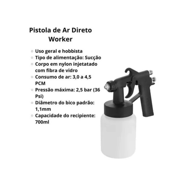 Pistola para Pintura Ar Direto - WORKER