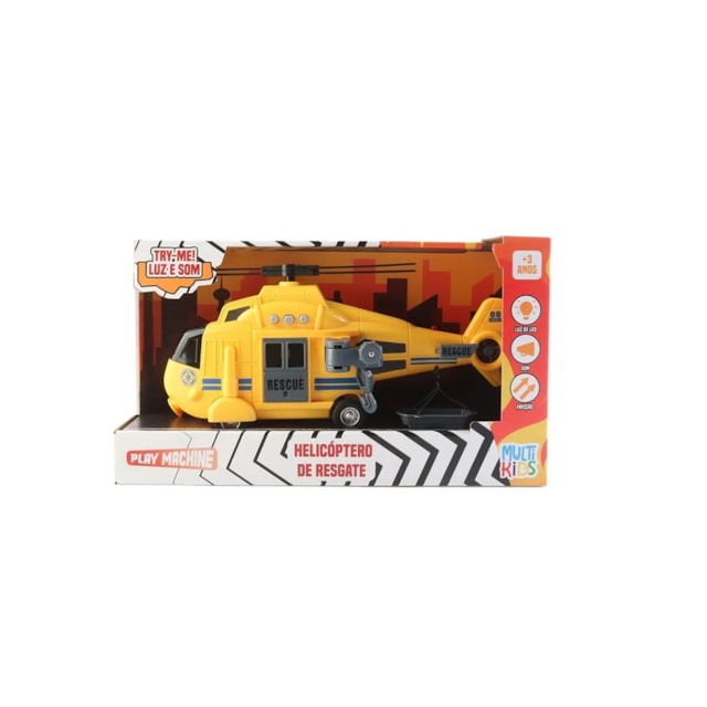 Play Machine Helicóptero de Resgate Com Luz e Som Amarelo Multikids - BR1783