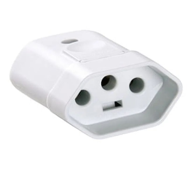 Plugue Fêmea 2P+T 20A 250V Branco - TRAMONTINA Plugue Fêmea 2P+T 20A 250V Branco - TRAMONTINA