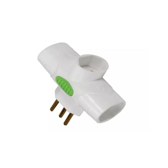 Plugue T 3 Saídas 2P+T 10A Branco - Daneva Plugue T 3 Saídas 2P+T 10A Branco - Daneva