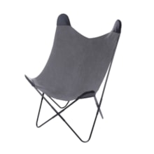 POLTRONA BUTTERFLY CANVAS CINZA BASE METAL PINTURA PRETA POLTRONA BUTTERFLY CANVAS CINZA BASE METAL PINTURA PRETA