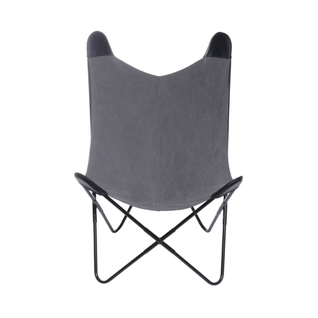 POLTRONA BUTTERFLY CANVAS CINZA BASE METAL PINTURA PRETA POLTRONA BUTTERFLY CANVAS CINZA BASE METAL PINTURA PRETA