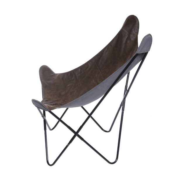 POLTRONA BUTTERFLY RETRÔ MARROM BASE METAL PINTURA PRETA POLTRONA BUTTERFLY RETRÔ MARROM BASE METAL PINTURA PRETA