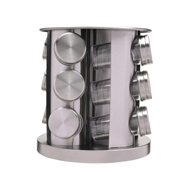 Porta Condimentos Giratório Com 12 Peças Em Inox Mimo Style