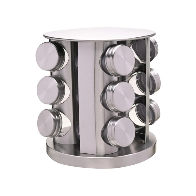 Porta Condimentos Giratório Com 12 Peças Em Inox Mimo Style