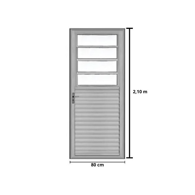 Porta de Alumínio Basculante 0,80x2,10m Lado Esquerdo - QUALITY