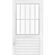 Porta de Alumínio Postigo Branca Vidro Liso 0,80 x 2,10m Lado Direito - QUALITY