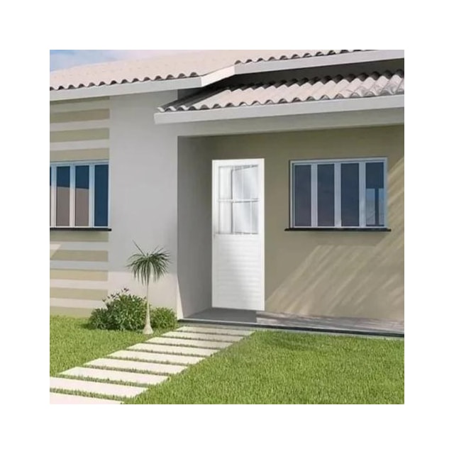 Porta de Alumínio Postigo Branca Vidro Liso 0,80 x 2,10m Lado Direito - QUALITY
