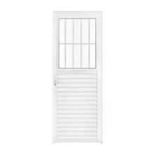 Porta de Alumínio Postigo Branca Vidro Liso 0,80 x 2,10m Lado Direito - QUALITY