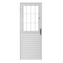 Porta de Alumínio Postigo Branca Vidro Liso Lado Esquerdo 0,80 x 2,10 - Quality Porta de Alumínio Postigo Branca Vidro Liso Lado Esquerdo 0,80 x 2,10 - Quality