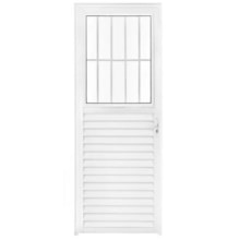Porta de Alumínio Postigo Branca Vidro Liso Lado Esquerdo 0,80 x 2,10 - Quality Porta de Alumínio Postigo Branca Vidro Liso Lado Esquerdo 0,80 x 2,10 - Quality