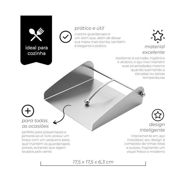 Porta Guardanapo Em Aço Inoxidável Mimo Style Porta Guardanapo Em Aço Inoxidável Mimo Style