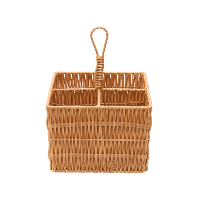 Porta Talher Quadrado Vertical Claro Em Rattan Mimo Style