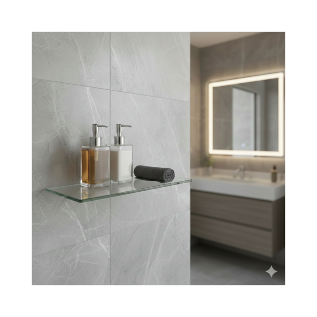 Prateleira para Banheiro de Vidro 30x15cm - DL VIDROS